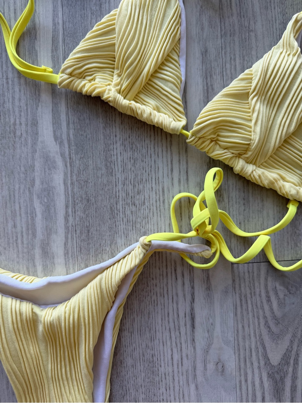 Yellow Ribbed String Bikini Set - Picture 2 of 2